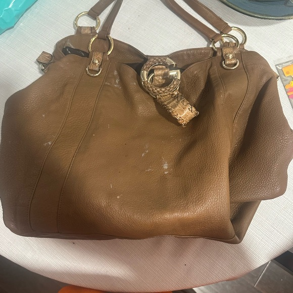 Large Brown Leather Tote Bag Gucci with signature hardware - Picture 1 of 16